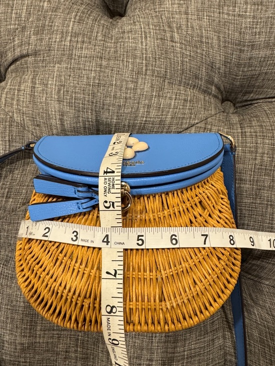 kate spade Tide Pool Blue Leather & Wicker Woven Crossbody Bag - Picture 17 of 17